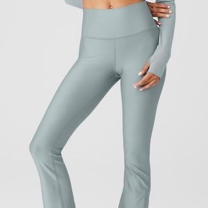 ALO Airlift High Waisted Leggings Women's Size Medium / L Cosmic Grey Side Snaps